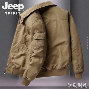 JEEP吉普飞行员夹克男春秋季青年宽松休闲薄款潮流工装美式外套