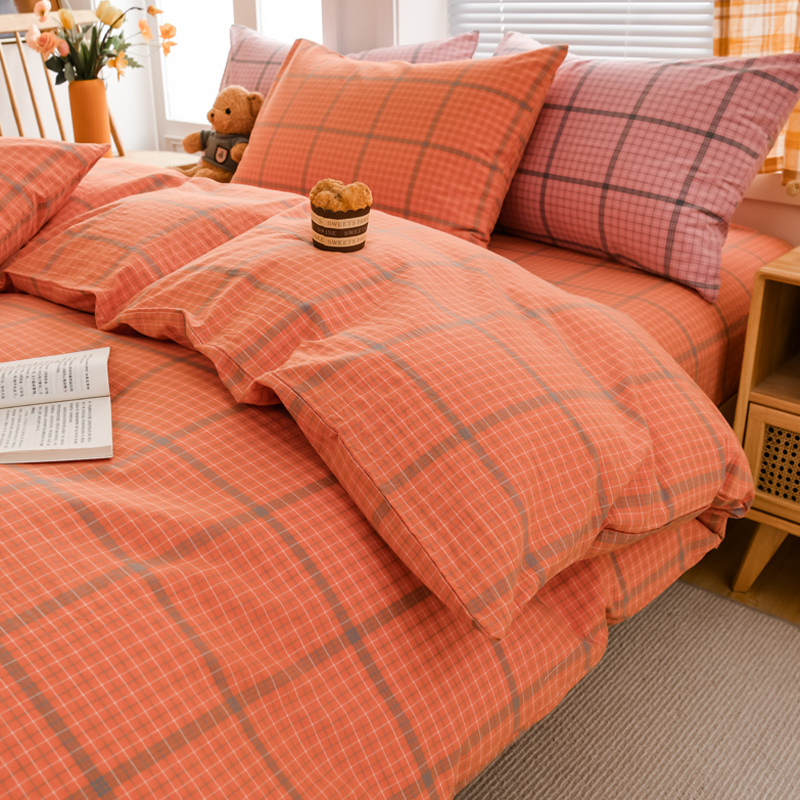 纯棉水洗棉被套色织全棉简约被罩