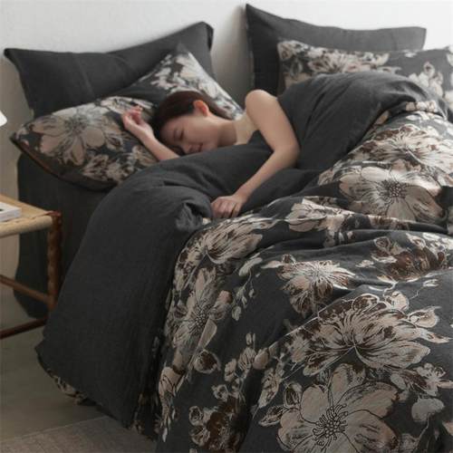 纯棉全棉色织提花双层纱布四件套