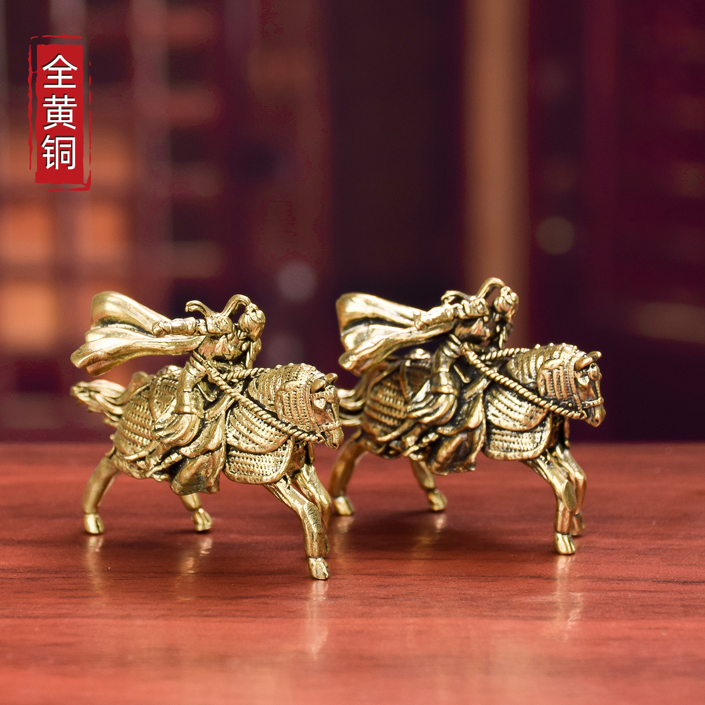 黄铜骑战马冲锋花木兰女将军古代模型沙盘人偶场景造景摆件工艺品