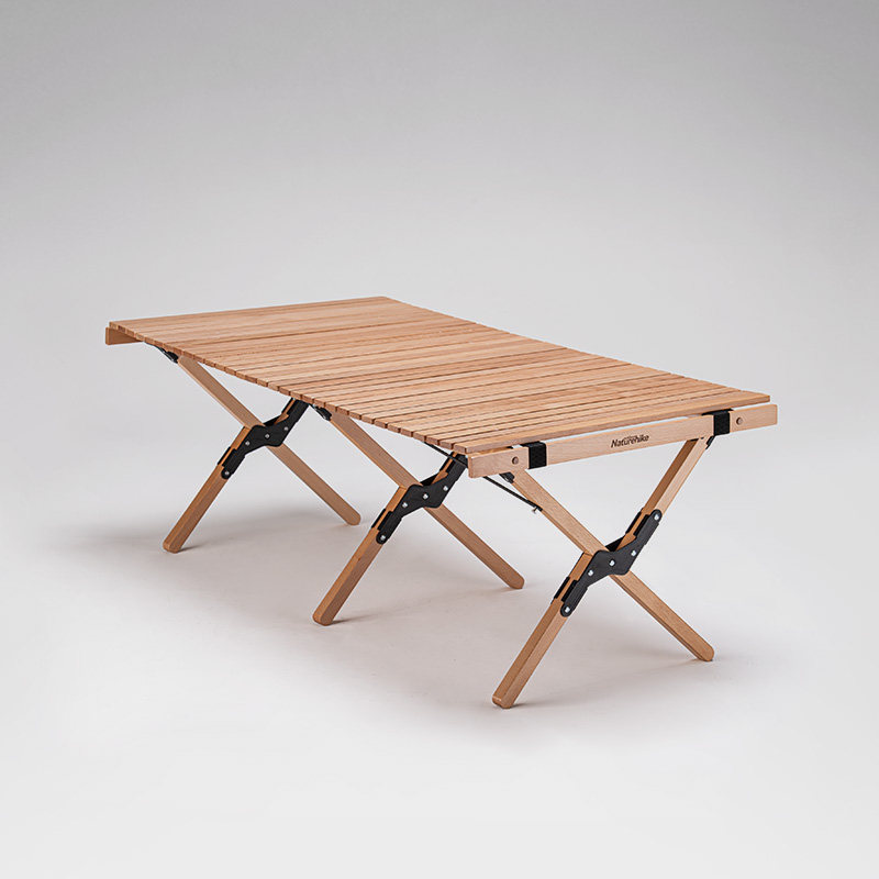nh挪客户外实木蛋卷桌星简便携折叠露营家庭自驾野餐烧烤桌子