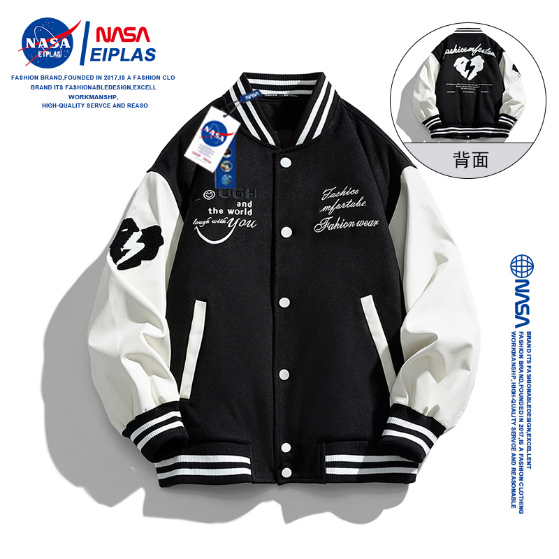 NASA EIPLAS冬季棒球领羽绒服时尚潮牌刺绣轻薄男女同款高品外套