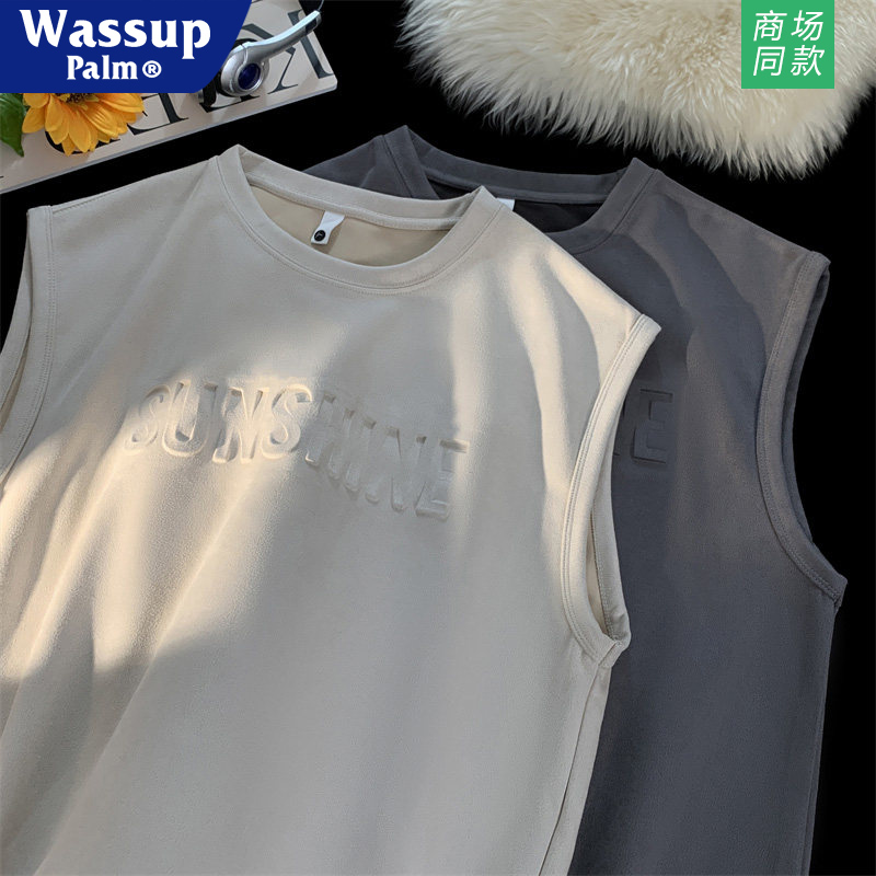 WASSUP PALM背心男款2025新款夏季休闲宽松大码运动简约百搭上衣