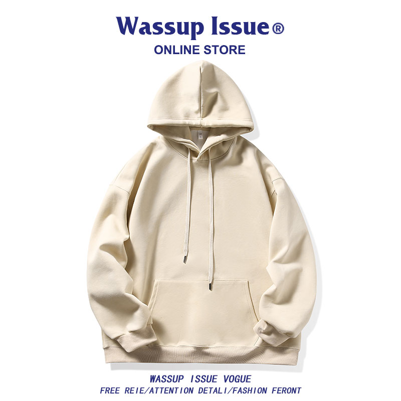 WASSUP ISSUE美式连帽卫衣男款春秋季2025新款衣服宽松情侣外套男