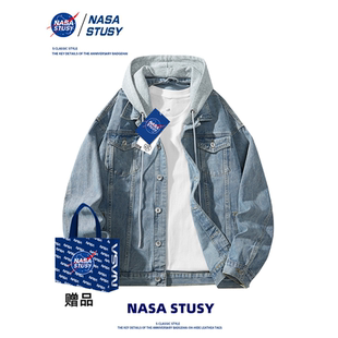 復古潮牌做舊外套男春高級感痞帥情侶牛仔工裝 夾克 STUSY美式 NASA