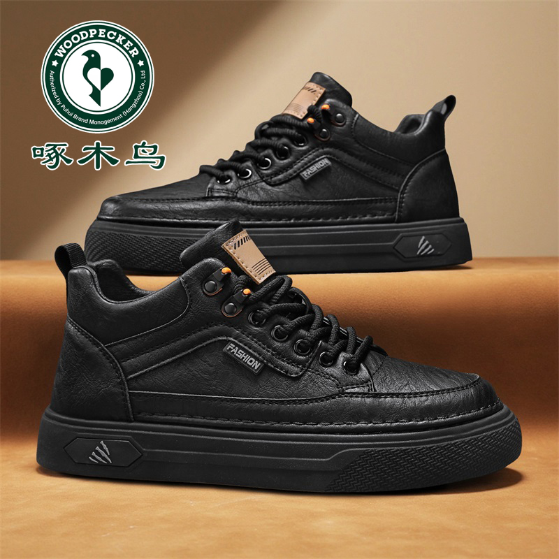 啄木鸟男鞋高帮鞋小黑鞋运动鞋