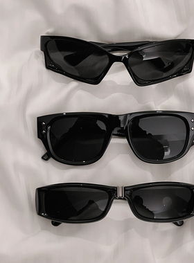 潮酷男女暗黑风太阳镜个性小众镜框黑色墨镜机车眼镜街头朋克墨镜