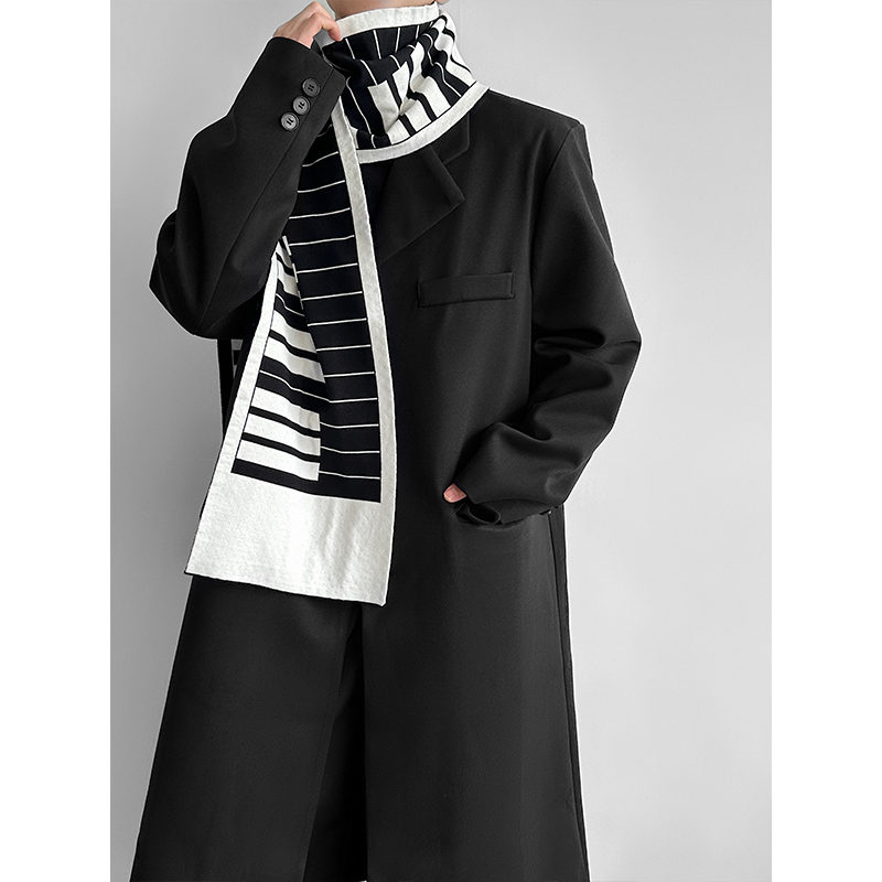 小众风黑白钢琴键长款围巾