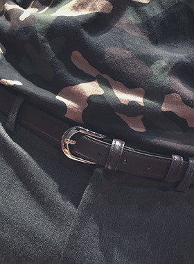 韩版风男士细款皮带针扣简约裤腰带英伦小西裤窄皮带黑色小皮带潮