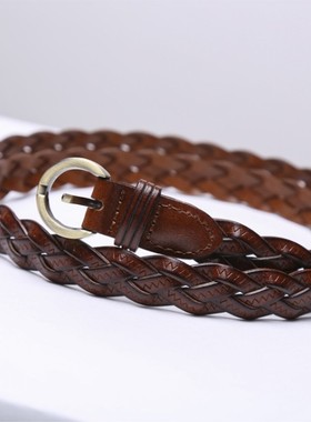 潮流细皮带欧美复古英伦风 男士编织细款腰带 窄版 潮男 皮带韩版