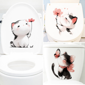 洗手间马桶装 饰贴纸自粘猫咪治愈系房间布置可撕出租屋改造墙贴画