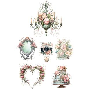 欧风墙贴纸INS鸟笼吊灯玫瑰花朵客厅卧室寝室宿舍床头装饰布置画