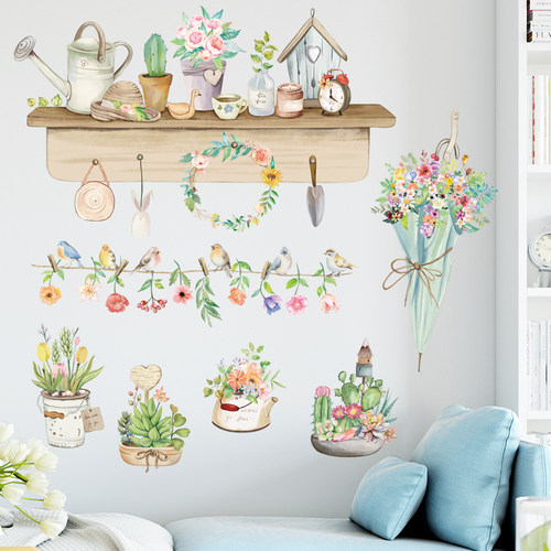 墙贴客厅植物花卉素材模板 墙贴客厅植物花卉图片下载 小麦优选