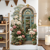 欧式 饰贴画墙面遮丑出租屋改造 房门花朵蝴蝶自粘墙贴纸房间布置装