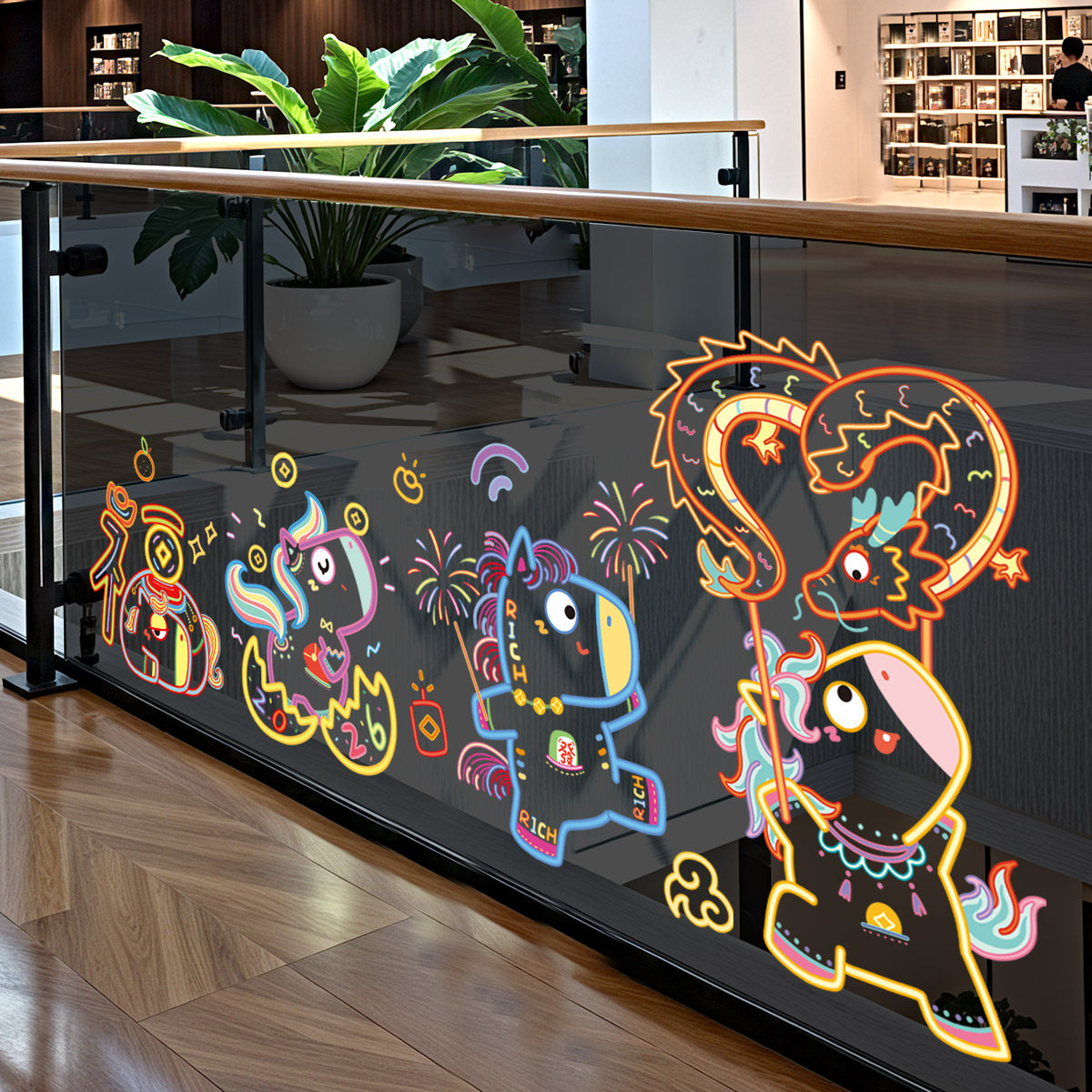 2026新年春节马年静电装饰贴纸窗户玻璃门窗花贴可撕商店乔迁开业