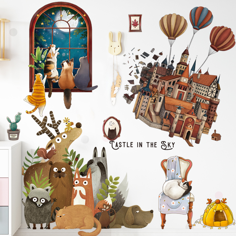大森林动物儿童房电视家装墙贴