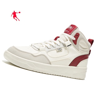乔丹男鞋白红色高帮板鞋空军一号厚底正品冬皮面运动鞋街头旅游鞋