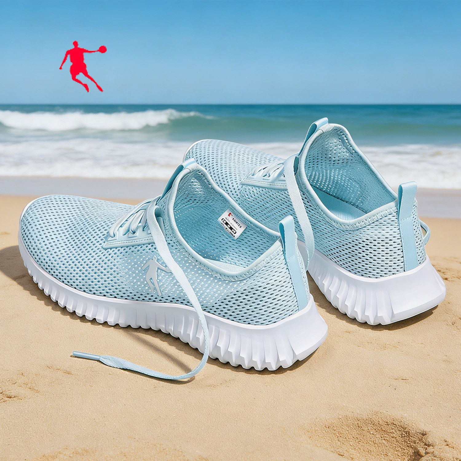 乔丹女鞋夏季薄网面透气跑步鞋赤足镂空运动鞋蓝色通勤软底旅游鞋