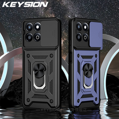 适用荣耀畅玩60 Plus镜头推窗保护壳车载磁吸指环支架手机壳高级商务男女款防摔多功能手机套软硬结合保护套