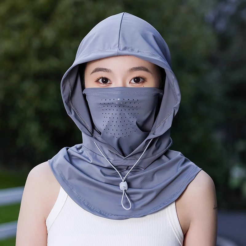 防晒面罩女夏季全脸2025新款冰丝防紫外线开车骑行护颈一体防晒帽