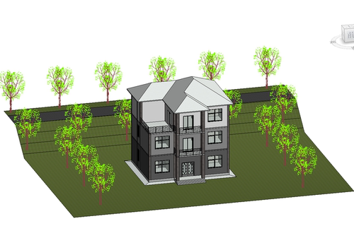 BIM模型revit小别墅2016版建筑模型含标高轴线墙板柱楼梯等-19-2
