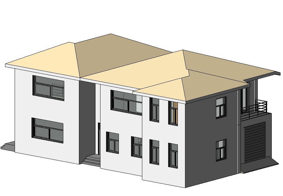 独栋小别墅revit2018建筑模型含标高轴线墙楼板屋顶门窗楼梯等-18