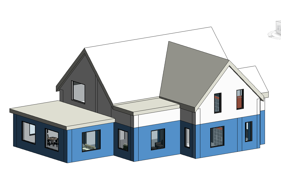 BIM模型revit小别墅2018版建筑模型含标高家具柱板墙屋顶楼梯12-2