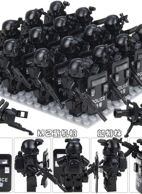 新款军事人仔重装特种兵警察特警幽灵武装小人偶兵团乐高拼装玩具