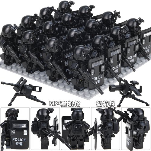 新款军事人仔重装特种兵警察特警幽灵武装小人偶兵团乐高拼装玩具