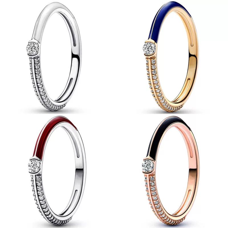 Аутентичное серебро 925 пробы, золотое сияние Me Pave & Blue Who