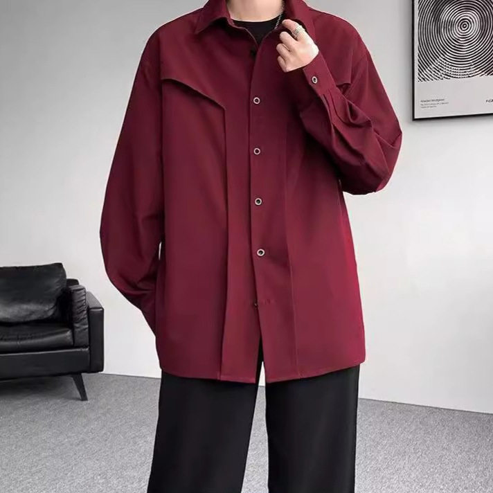 酒红解构痞帅DK制服男款衬衫