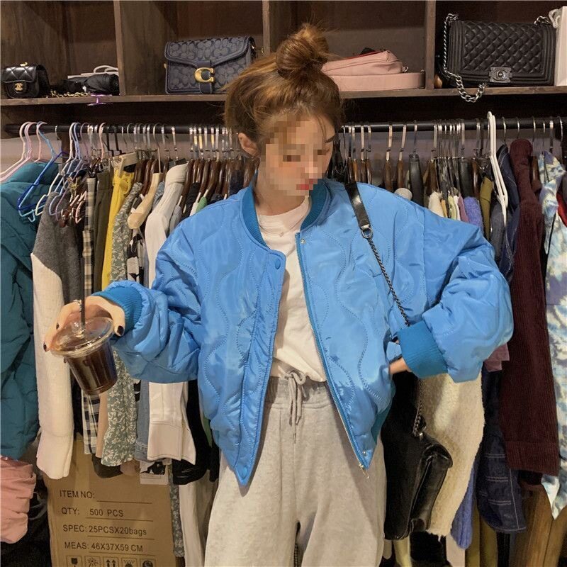 美式复古加厚短款棒球棉服女秋冬