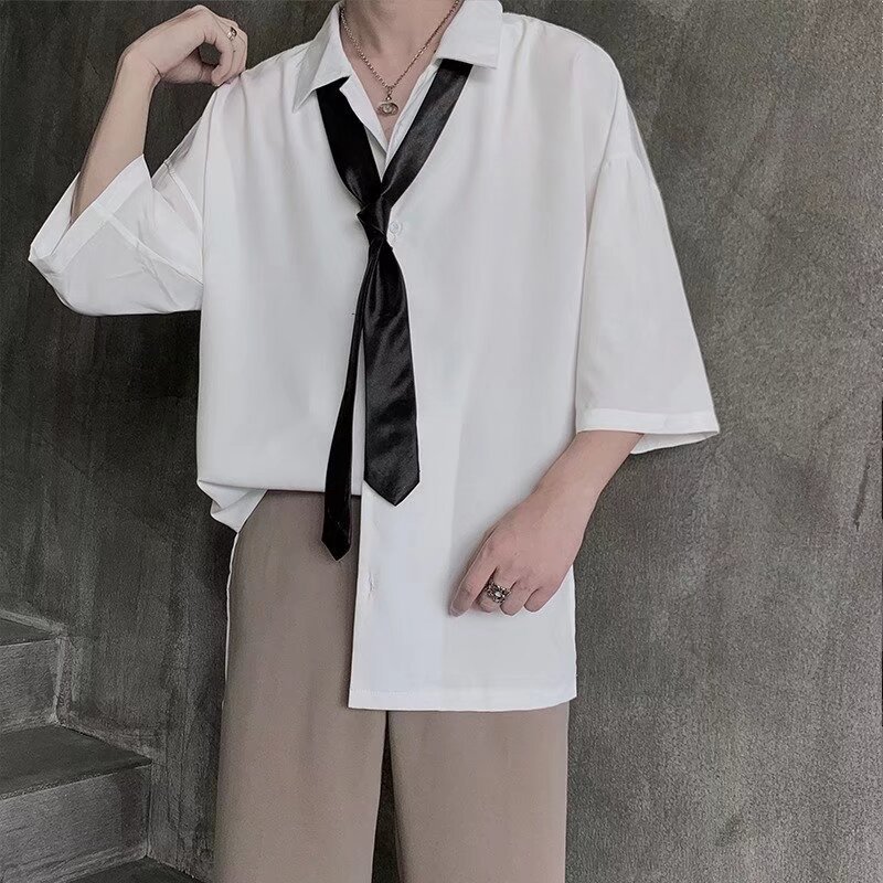 2026夏季男士韩版七分袖衬衫