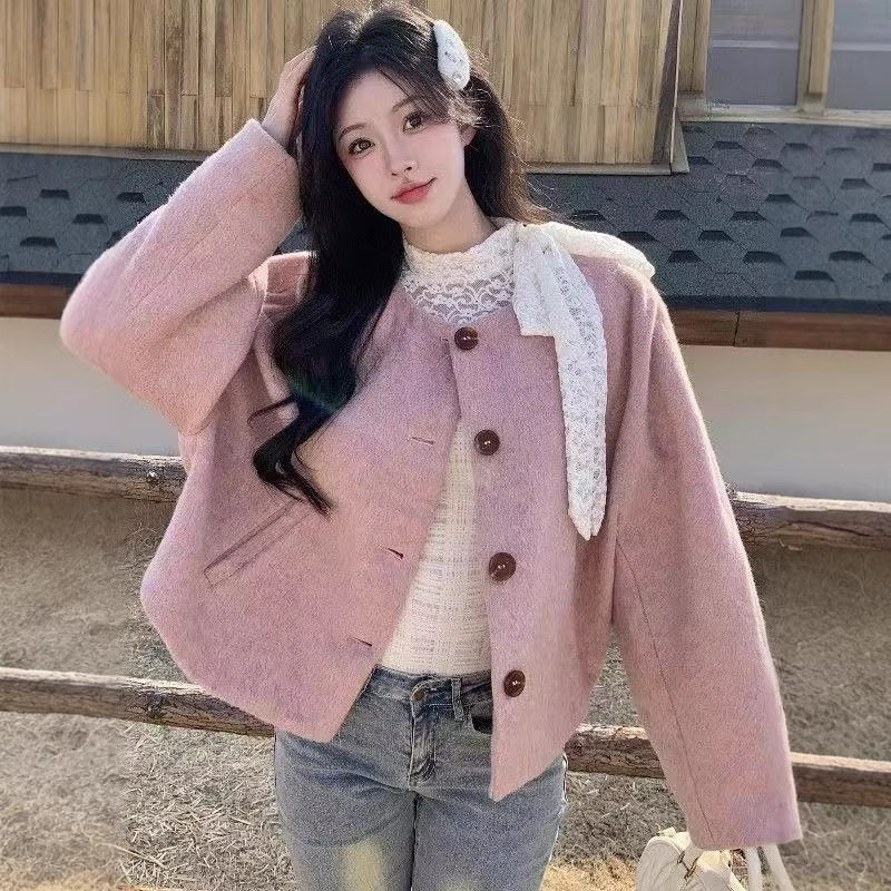 韩版小香风显瘦毛呢短外套女
