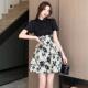 新中式 改良旗袍赫本风小黑裙高级感小个子收腰碎花拽姐风连衣裙秋