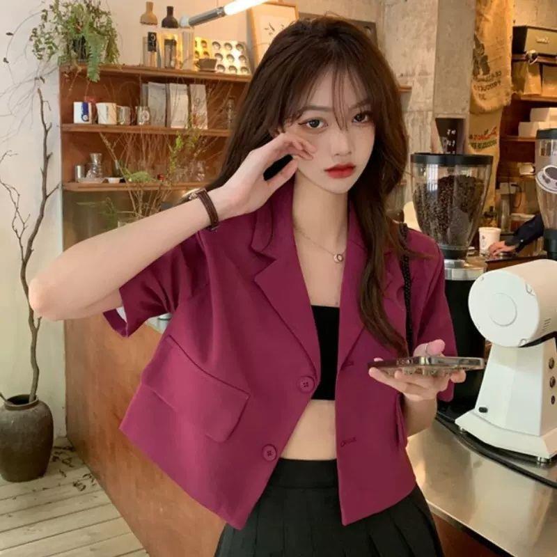 夏季薄款短款西装外套女小个子