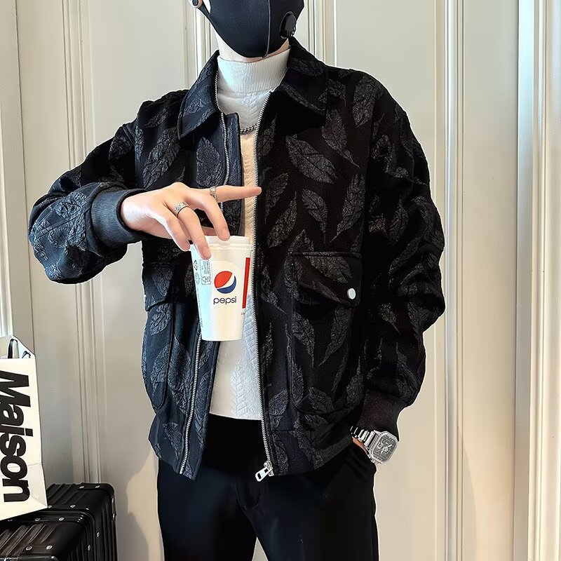 痞帅男士春秋翻领高级感夹克
