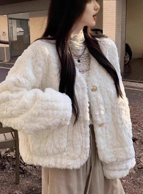 小香风羊羔毛短款加厚棉服女