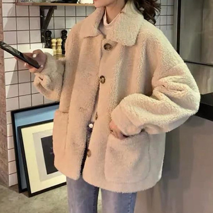 美式羊羔绒加厚保暖开衫女