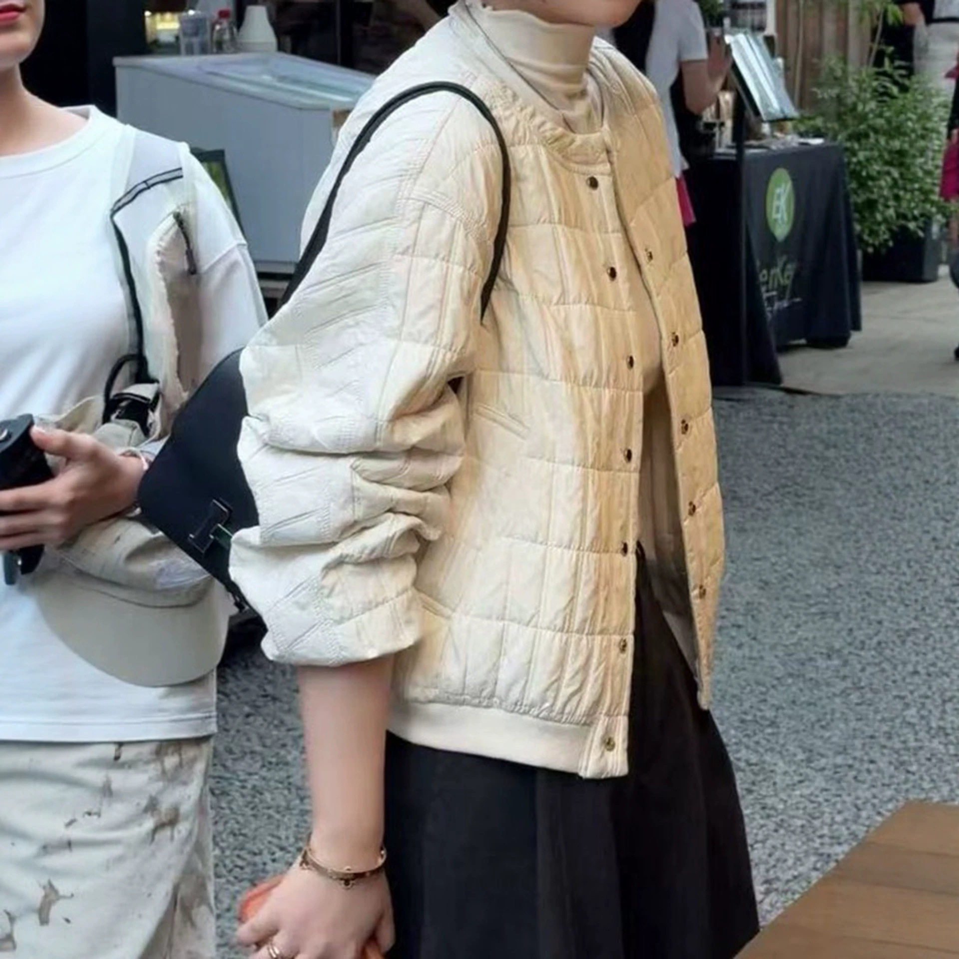 韩系格纹短款宽松显瘦棉衣女装