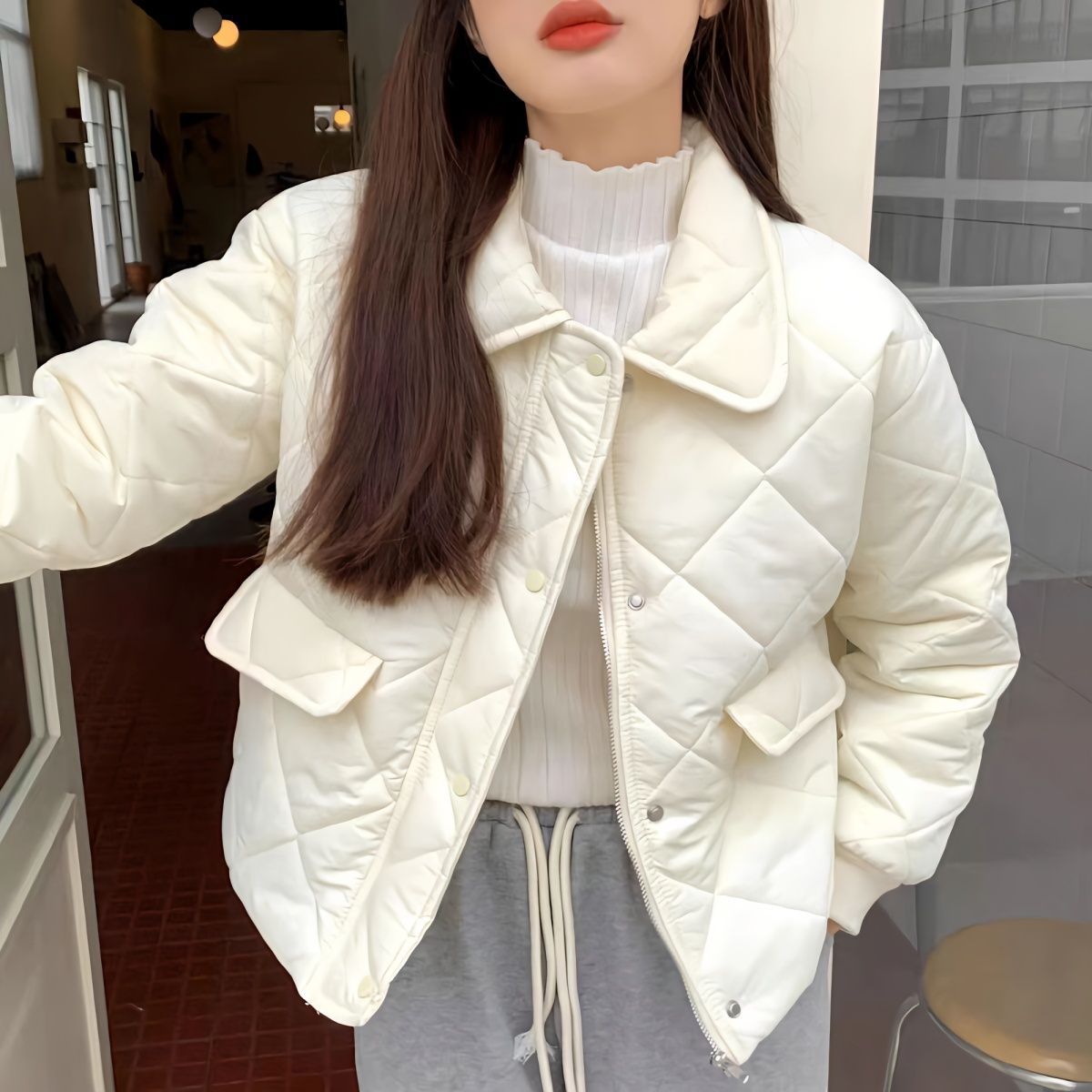 冬季小个子轻薄棉服女ins新款学院风短款棉袄宽松日系棉衣外套