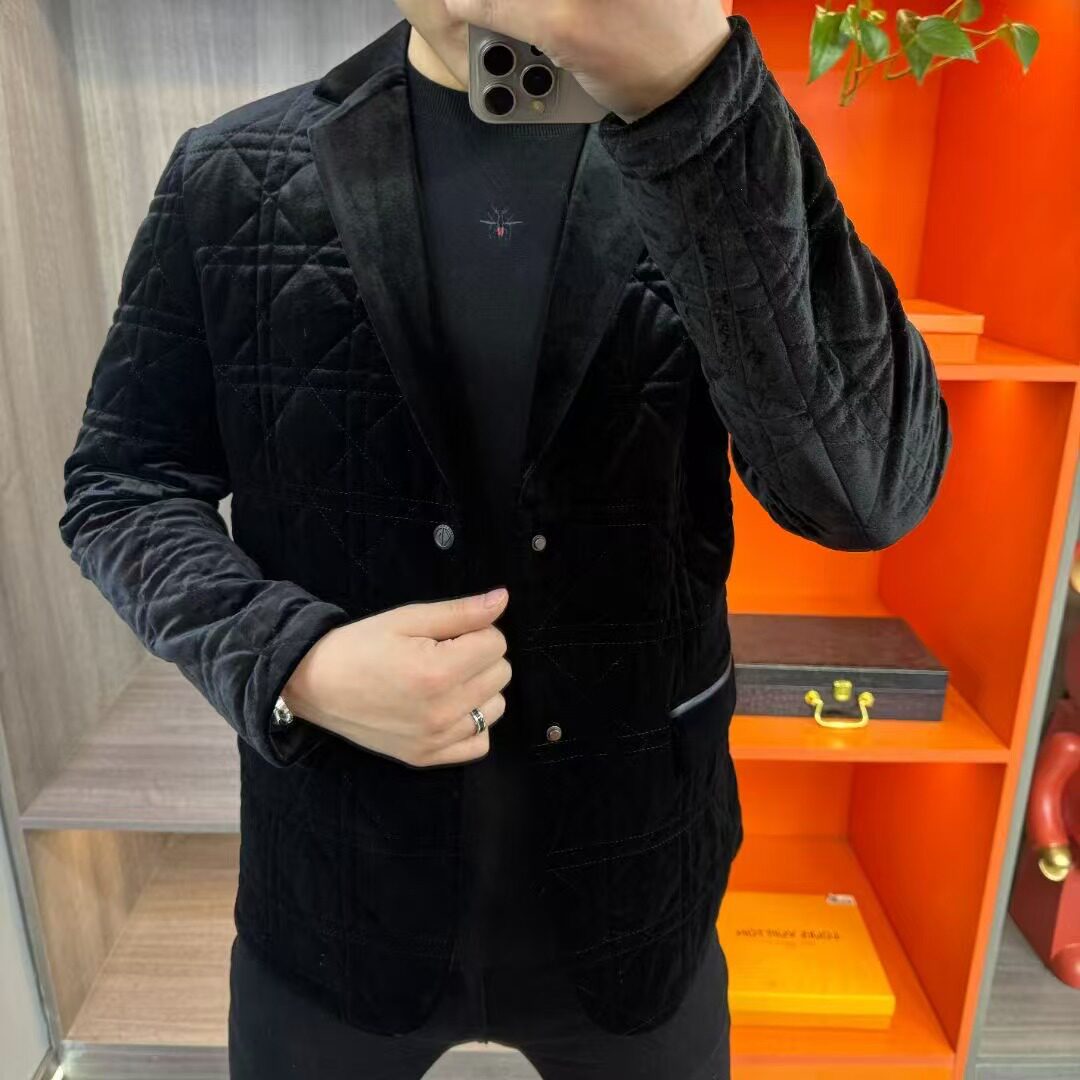 男士秋冬新款翻领修身轻奢棉服