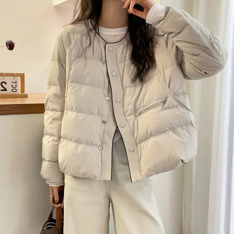 白鸭绒圆领女羽绒服欧洲站冬装