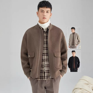 棒球领夹克男士2026秋冬季双面毛呢子大衣高级感短款妮子外套潮流