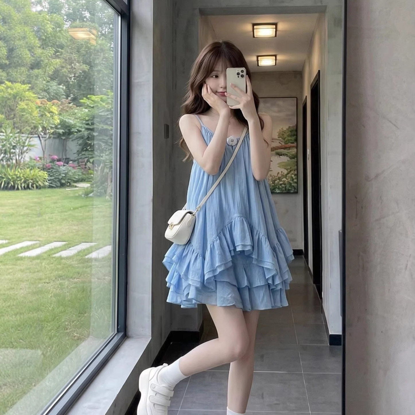 夏季纯欲小个子吊带短裙两件套