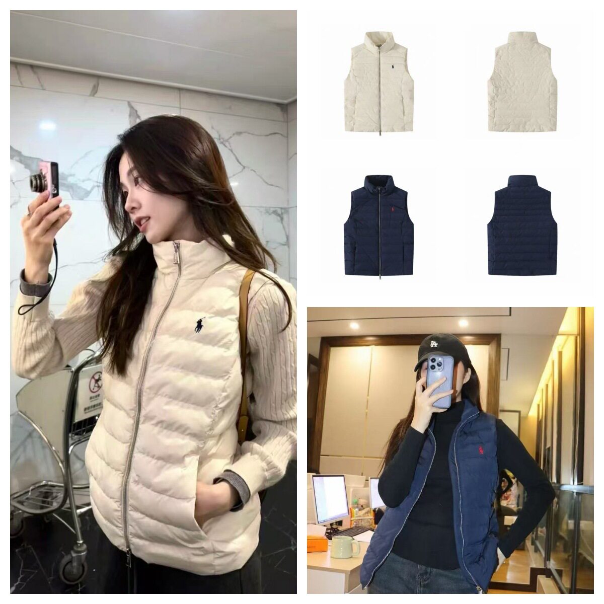 RL拉夫小马刺绣轻薄保暖马甲女