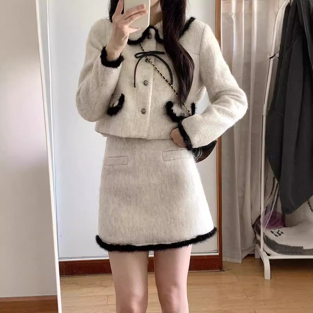 小香风早秋连衣裙两件套