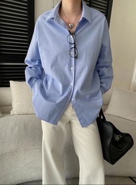 丽光早春新款 气质法式宽松慵懒风侧开叉设计感通勤衬衫 SN8525