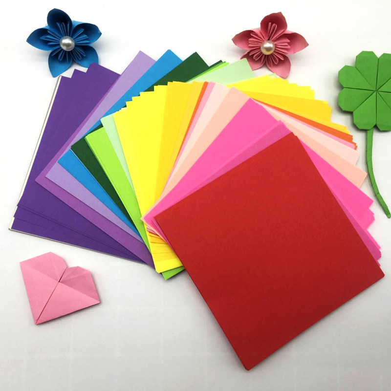 正方形纯色手工折纸千纸鹤叠纸彩色厚卡纸幼儿园手工爱心剪纸材料