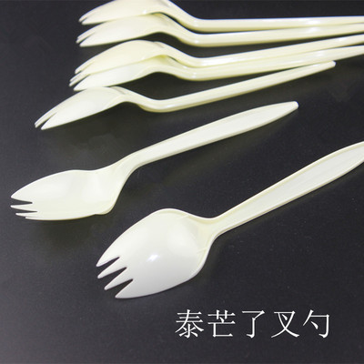 现货泰芒了叉勺塑料勺子食品水果杯汤勺叉子牛排杯冰淇林勺子爆冰